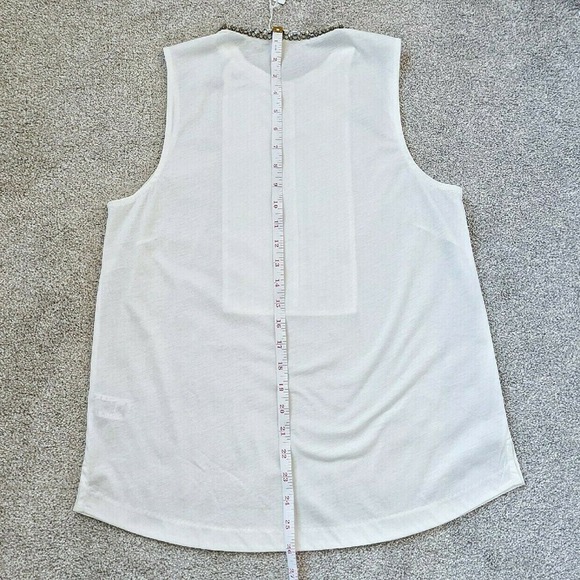 New J. Crew Size Small White Jeweled Tank Top S Pleated Blouse - Picture 3 of 5
